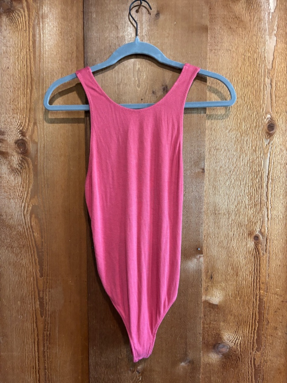 Intimately Free People Pink Ribbed Open Back Bodysuit Strappy Small S